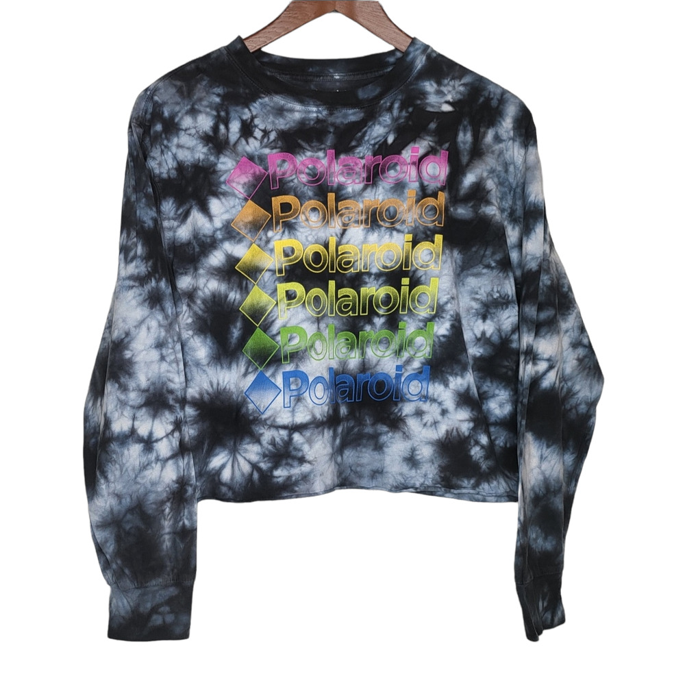 Polaroid Long Sleeve Tie Dye Crop Top Size L